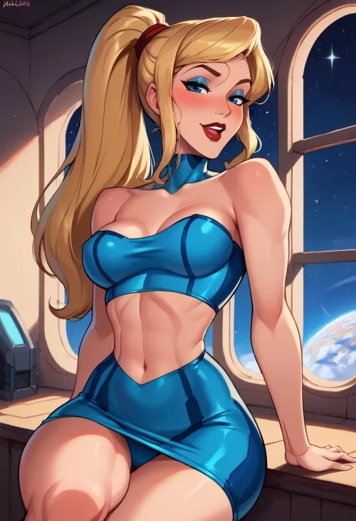 Samus kicks back (ai) by Disastrous-Wasabi744