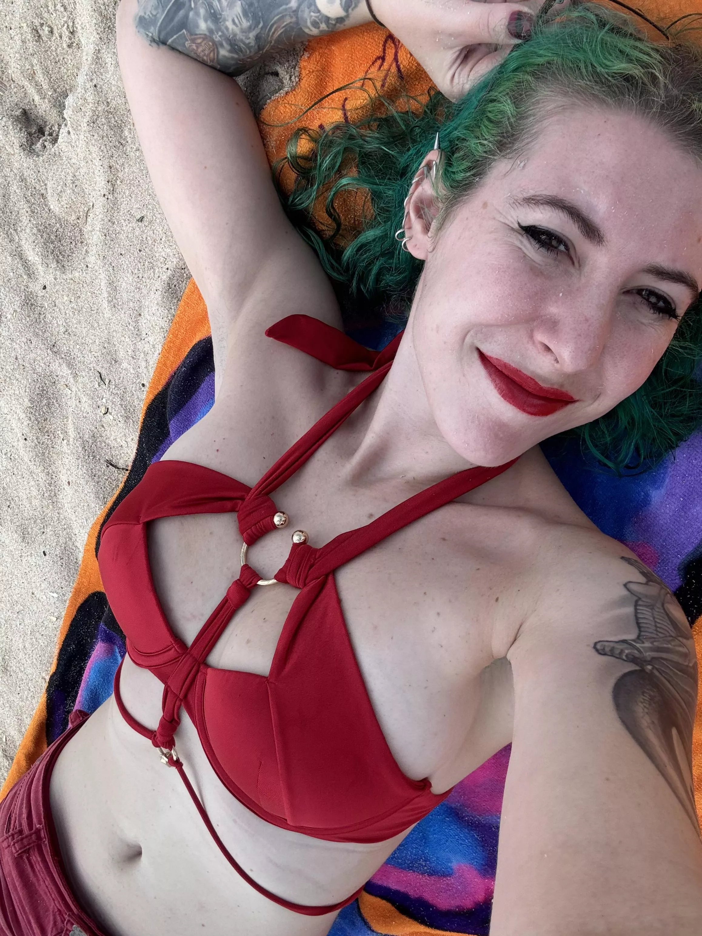 Sexy in red at the beach posted by sirenskiss3