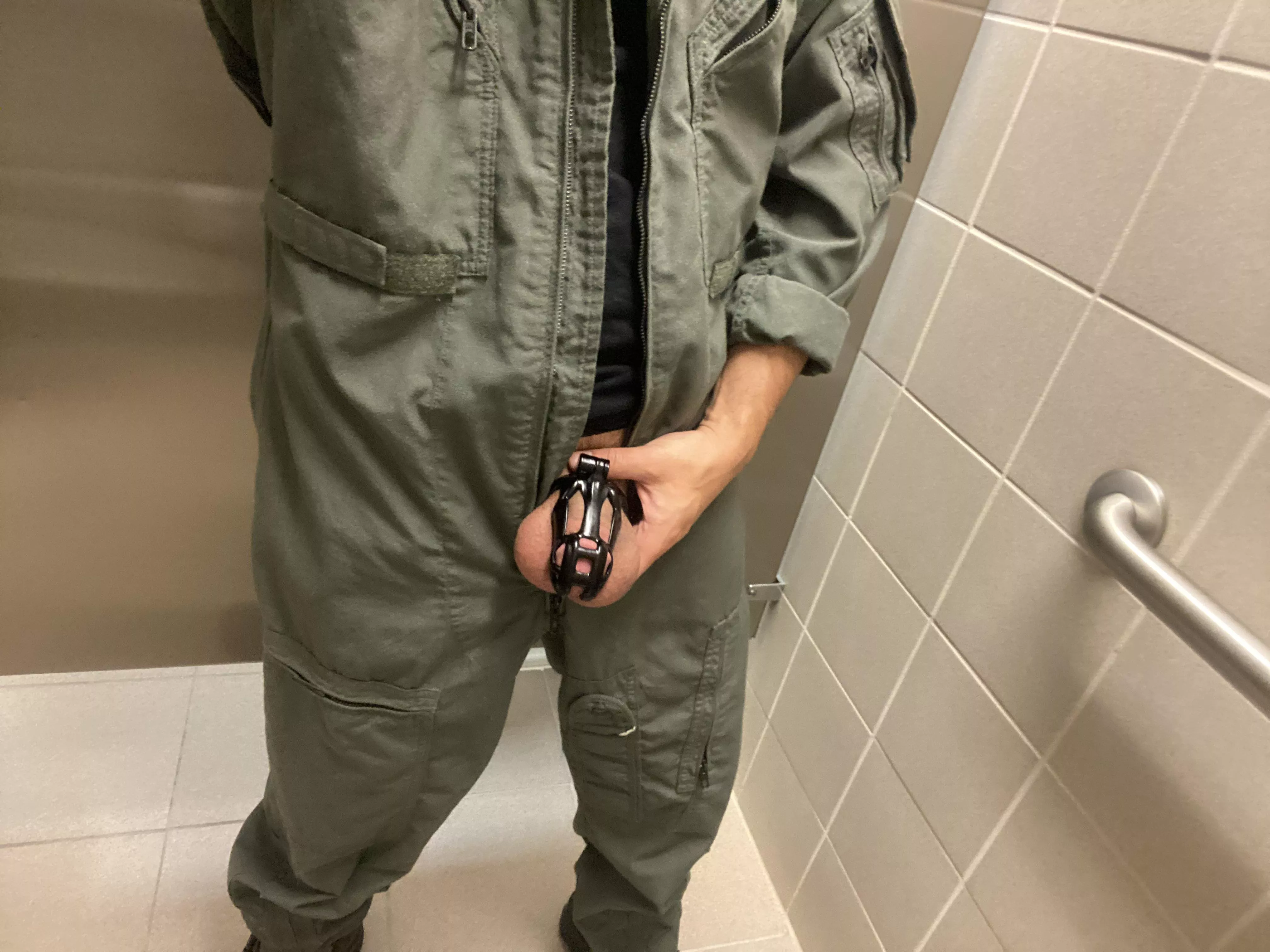 Hubby might think he is a cool guy at work but that doesn’t excuse him from chastity. Wonder how many other pilots are caged? posted by iveyleagueslut