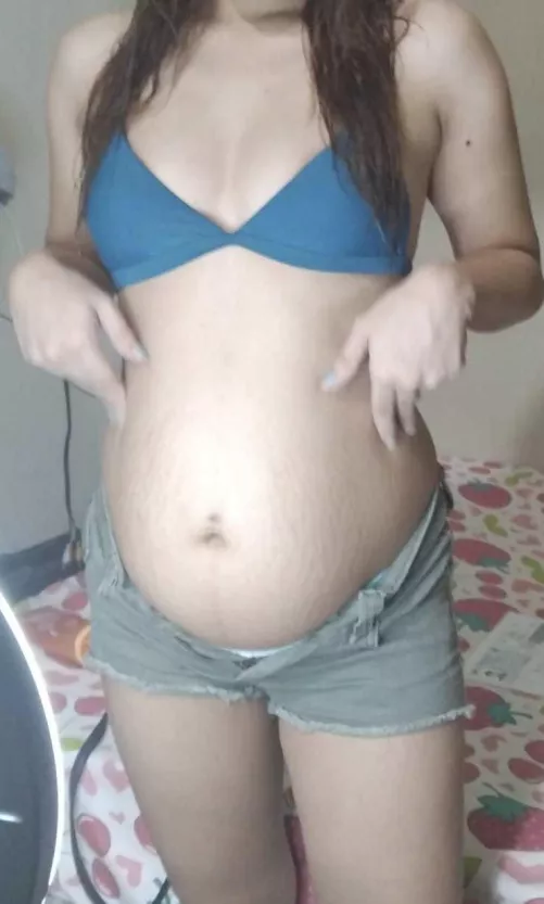 4 months pregnant belly by AdvantageOk2767