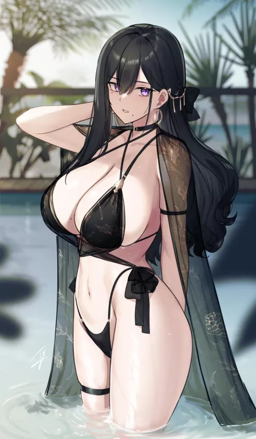 Black Swimsuit  by CheetahSperm18
