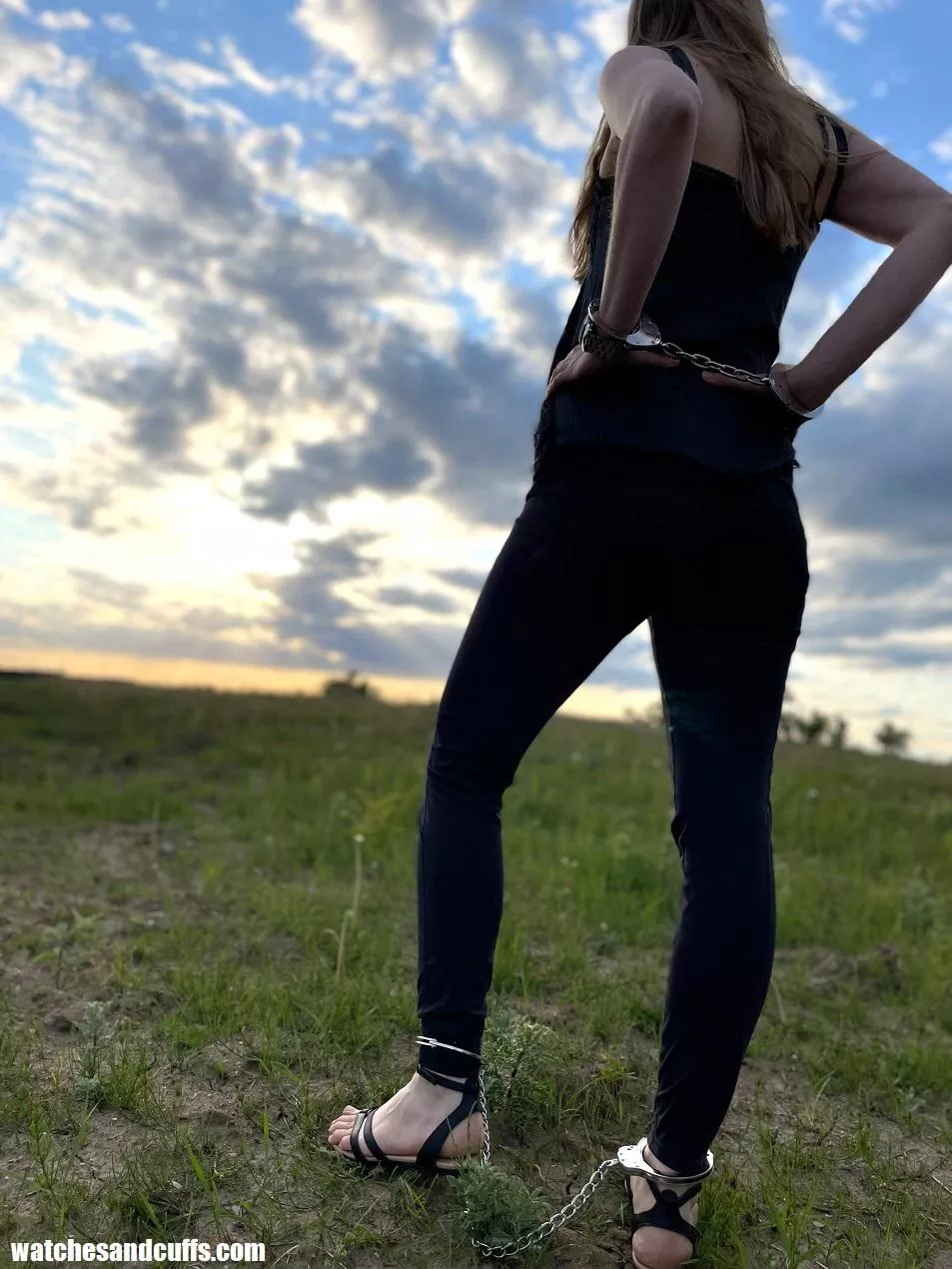 Chained up to enjoy the sunset posted by JessicaShackled