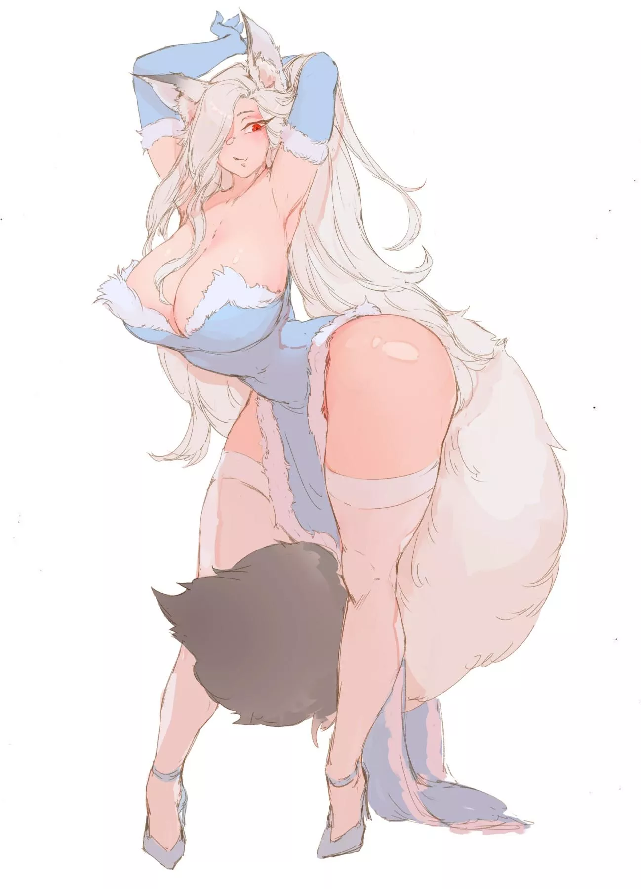 Fluffy snow fox girl (Tezy8 Art)[Original] posted by StarvingArtist2000