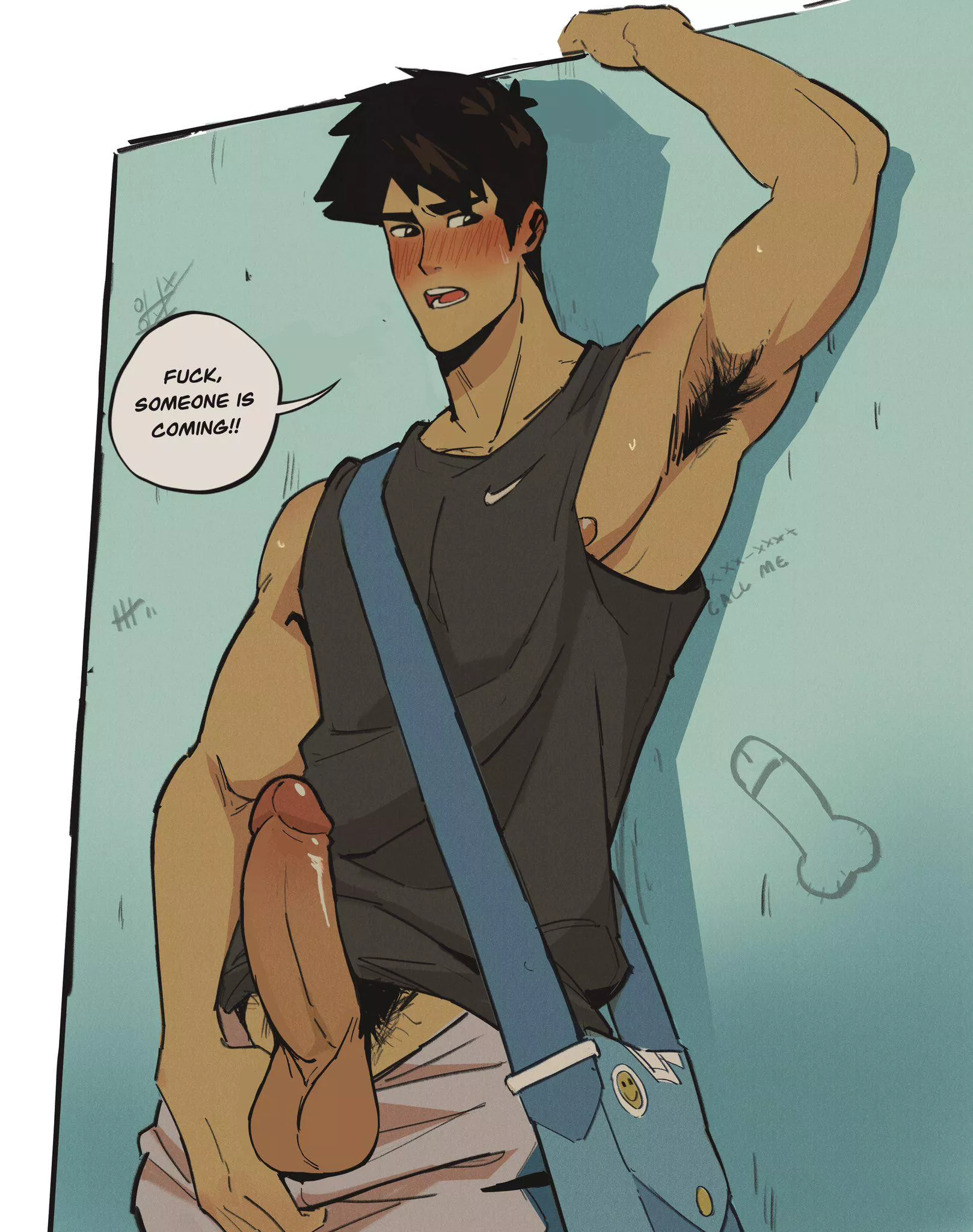 Jerking off in the school bathroom (By touma_art2)  posted by ElektraFrost
