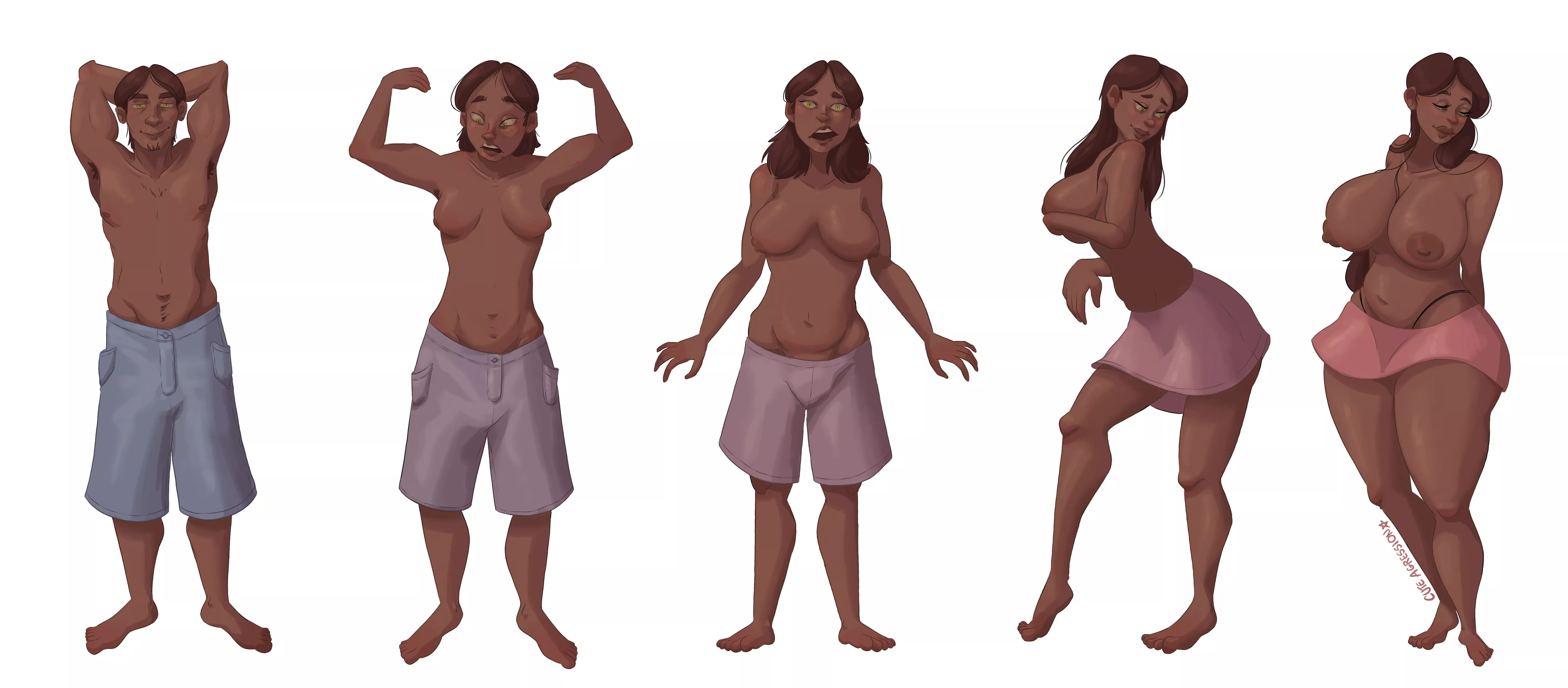 MTF transformation sequence commission (art by me) posted by cuteagression_
