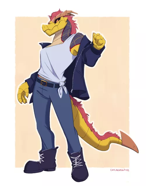 The coolest dragon in town (art by me, @chickensnpies1 on twitter!) by chimigni