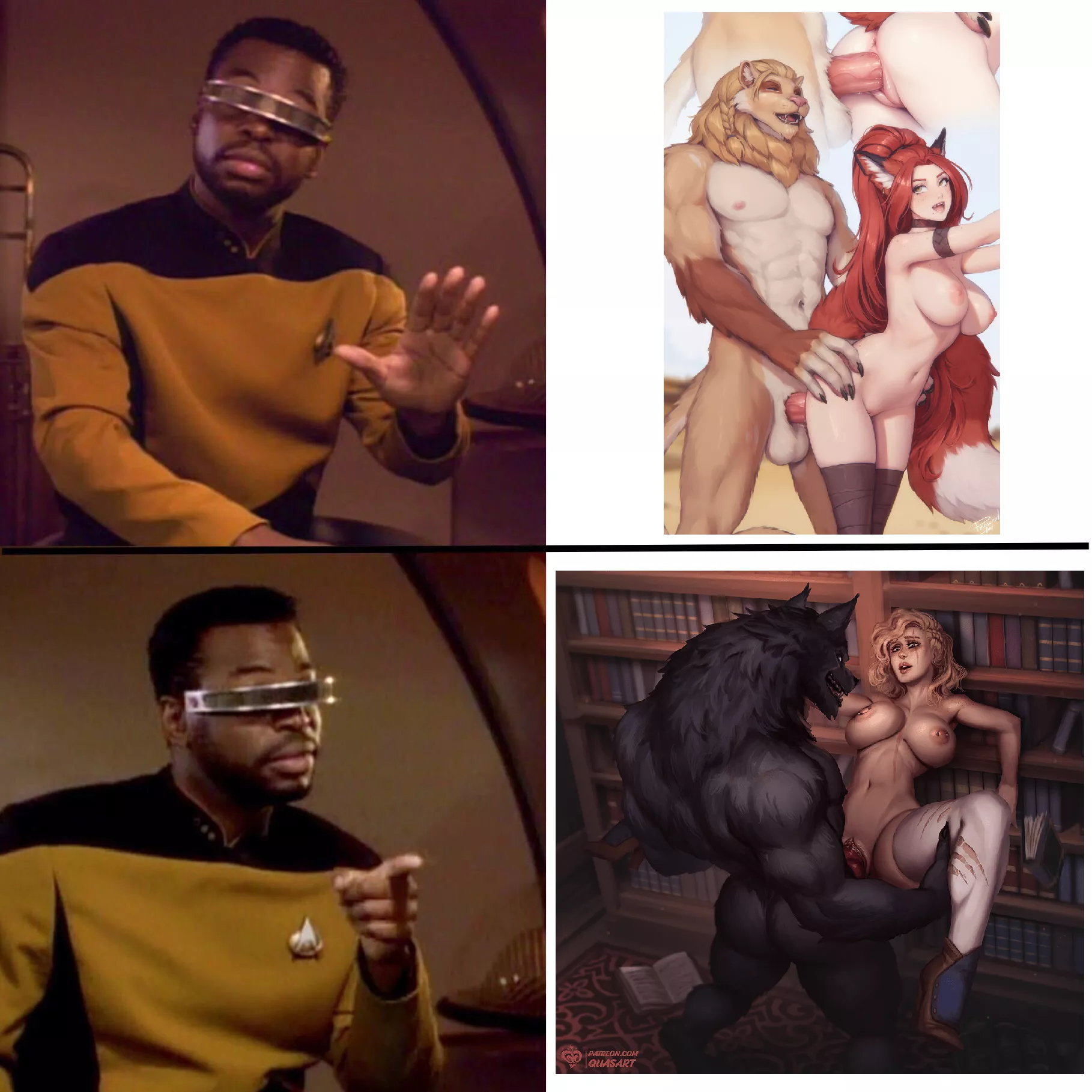 Where's the line between monsterfucking and furry porn, and why do I like one but not the other? (art by Personalami and Quasart) posted by Lusty_Commissar