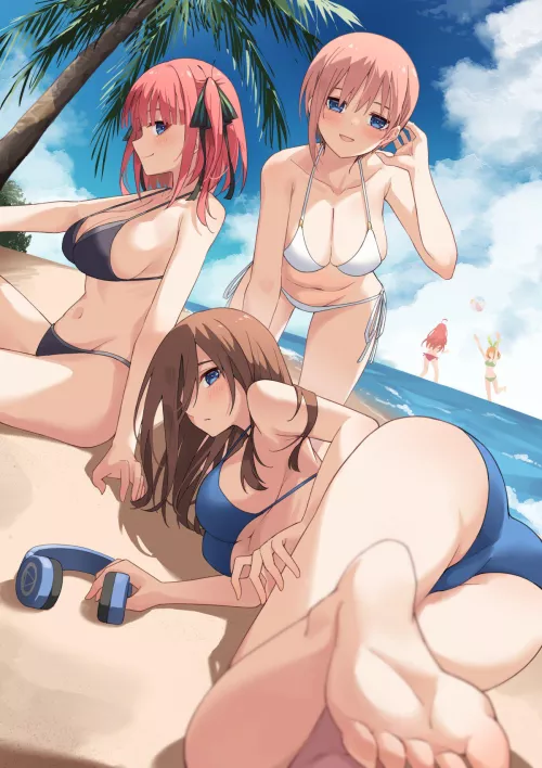 The Sisters Enjoying The Beach Together (Quintessential Quintuplets) by Csxc