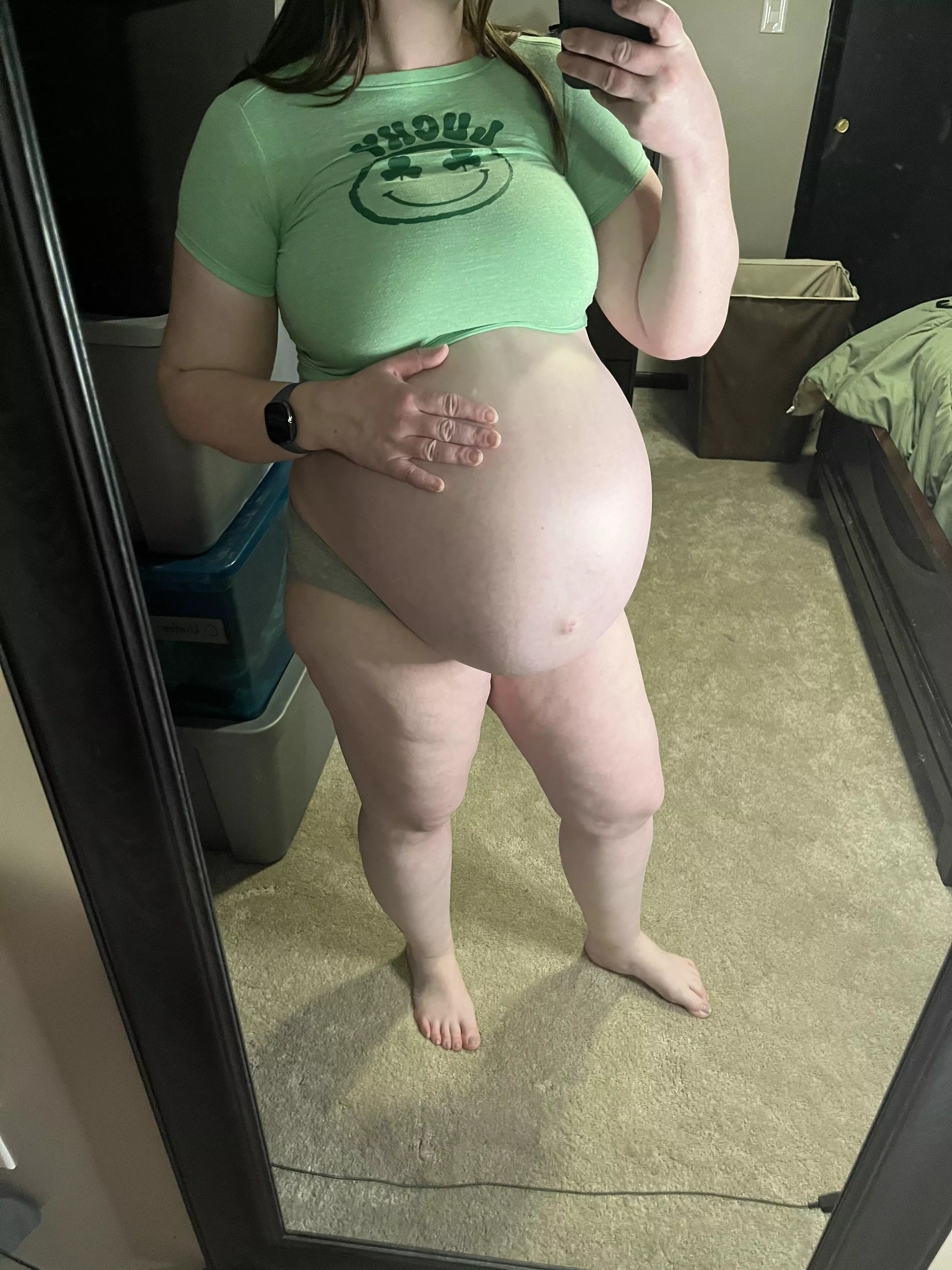 Tried on a 3T top with my twin preggo body! posted by preg_mom_of_twins