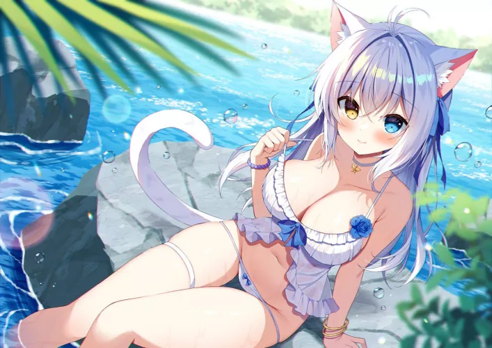 Catgirl at a lake by marxsander2016