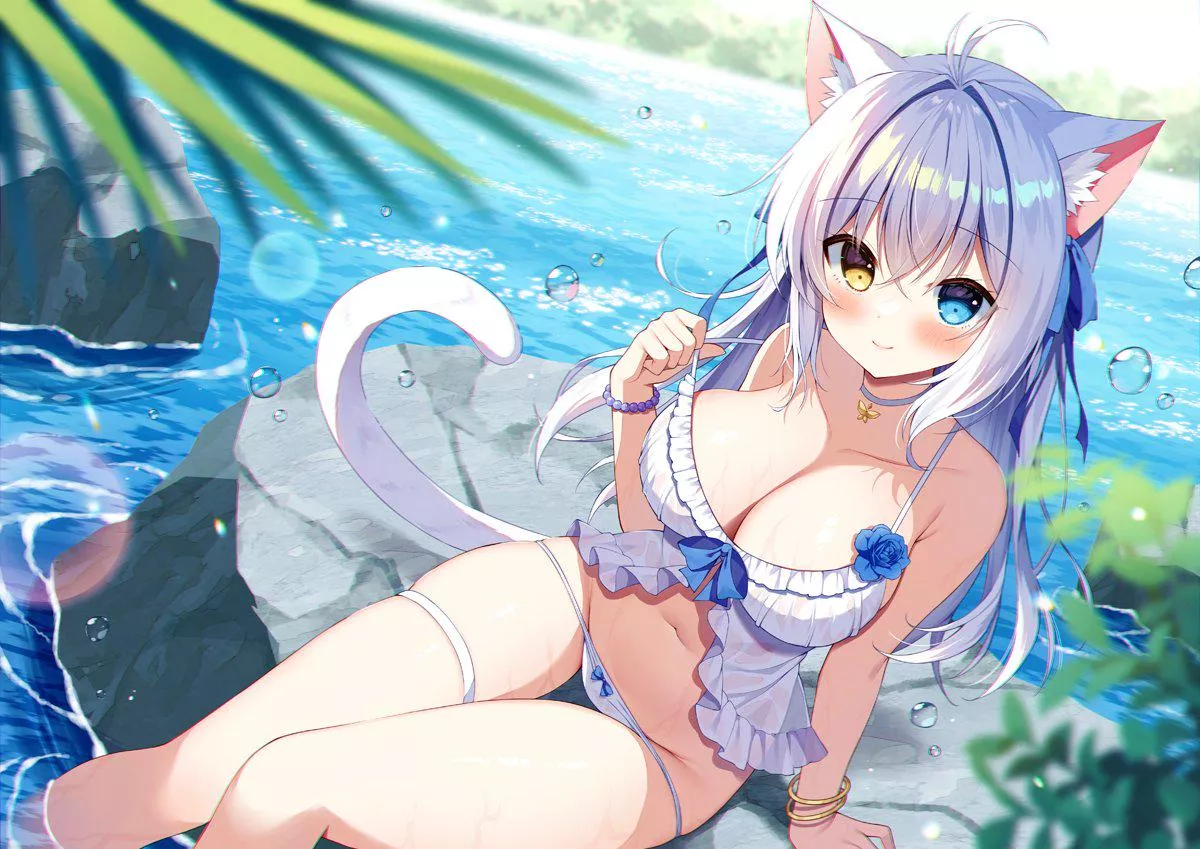 Catgirl at a lake posted by marxsander2016