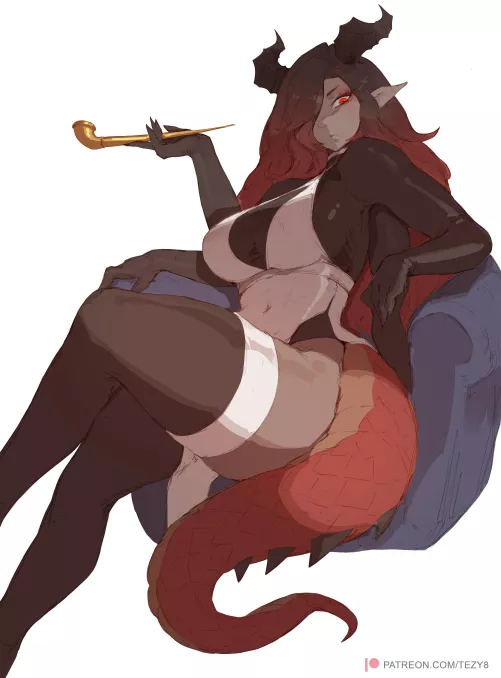 Dragon girl who's the mentor figure type [Original] by StarvingArtist2000