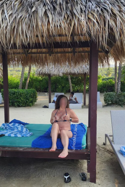 Flashed my tits near other resort guests by HotMILFJane