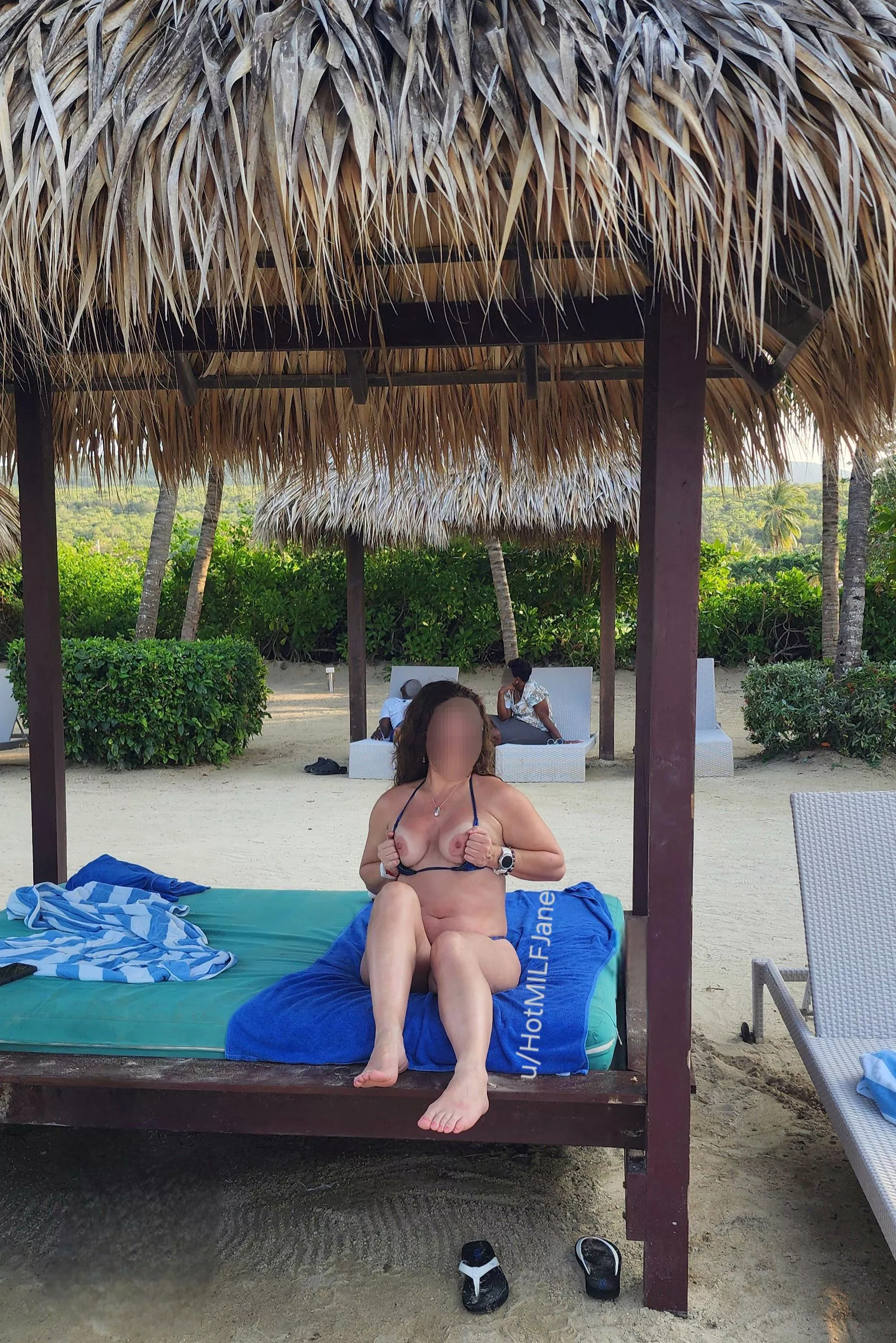 Flashed my tits near other resort guests posted by HotMILFJane