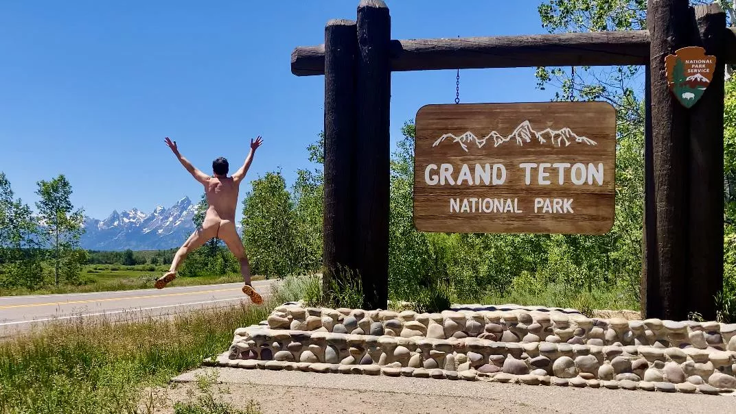 Jumping for joy at Grand Teton National Park posted by ArtPlusSex