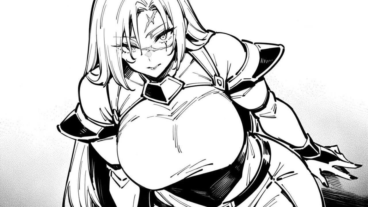 LF mono source: 1girl, white hair, scars, knight , big breast, looking at viewer,  posted by chillingman1