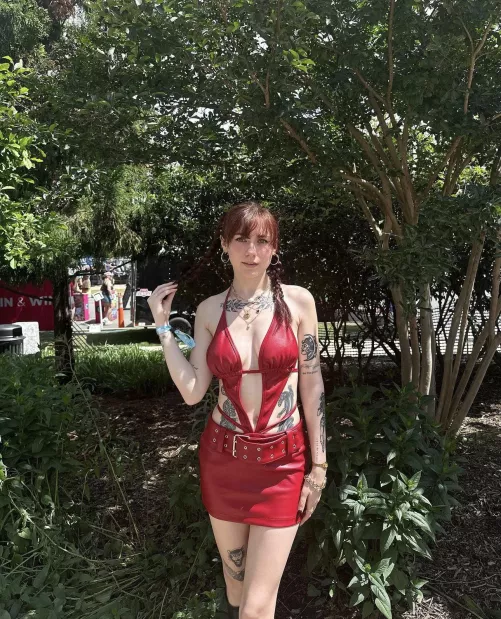 tattoos and red leather… definitely turned some heads at Lovin Life Music Festival  by cxtherine-