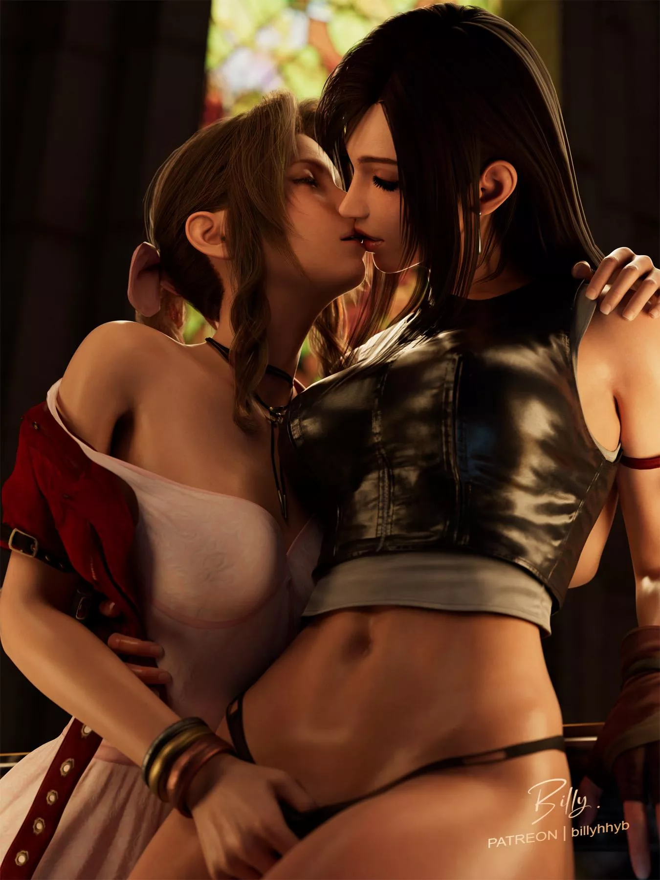 Tifa & Aerith Kissing (Billyhhyb) posted by StealthGamerIRL