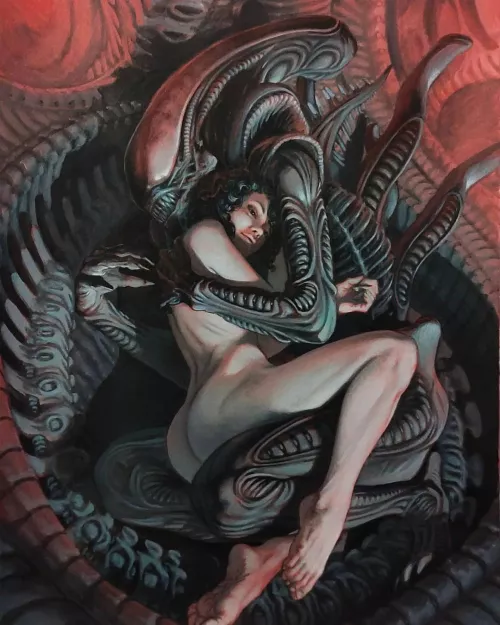 Ripley and the xenomorph (iulaandrea) by Lusty_Commissar