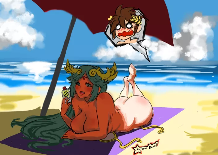 Palutena's nude beach seduction by Terran117
