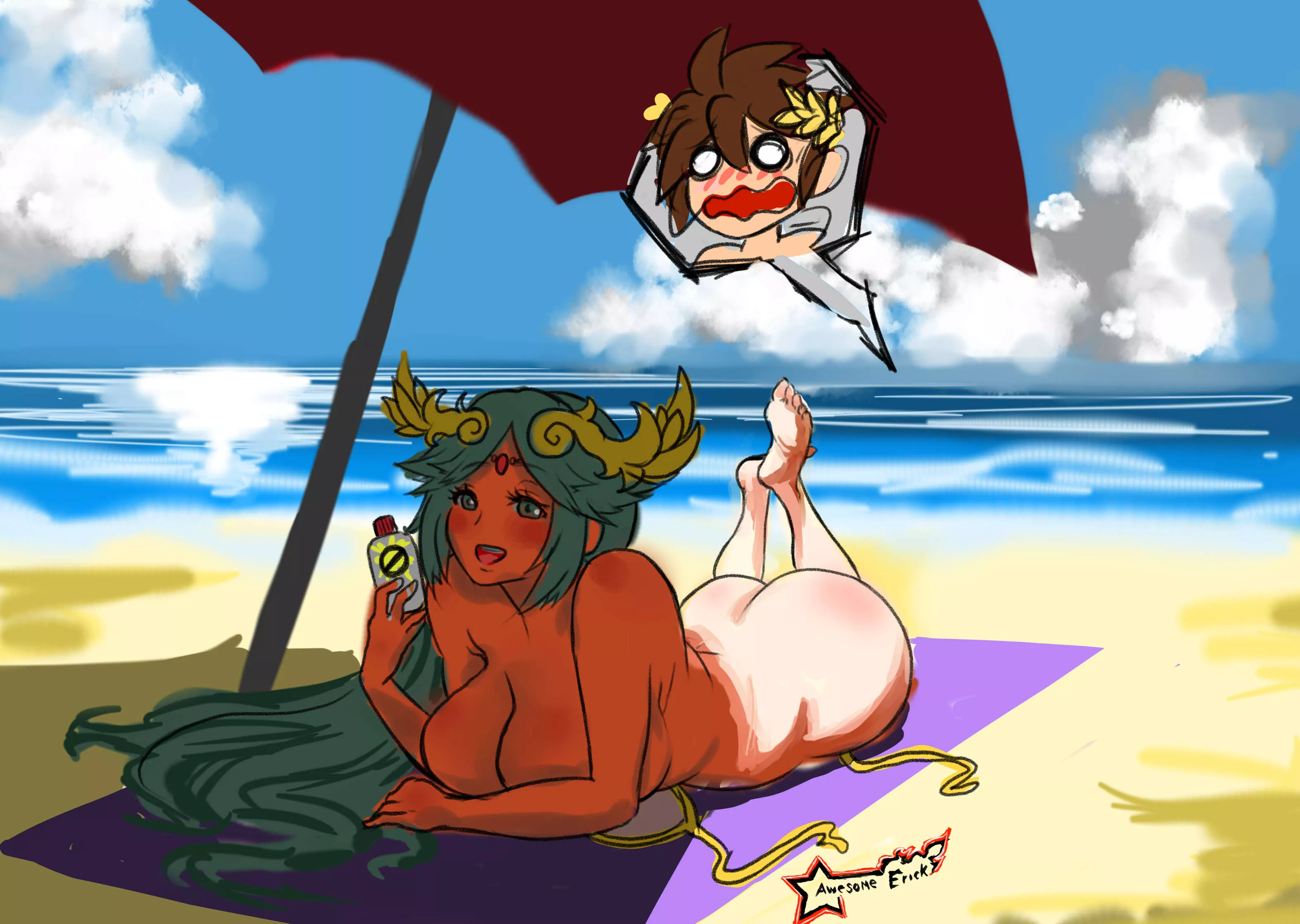 Palutena's nude beach seduction posted by Terran117