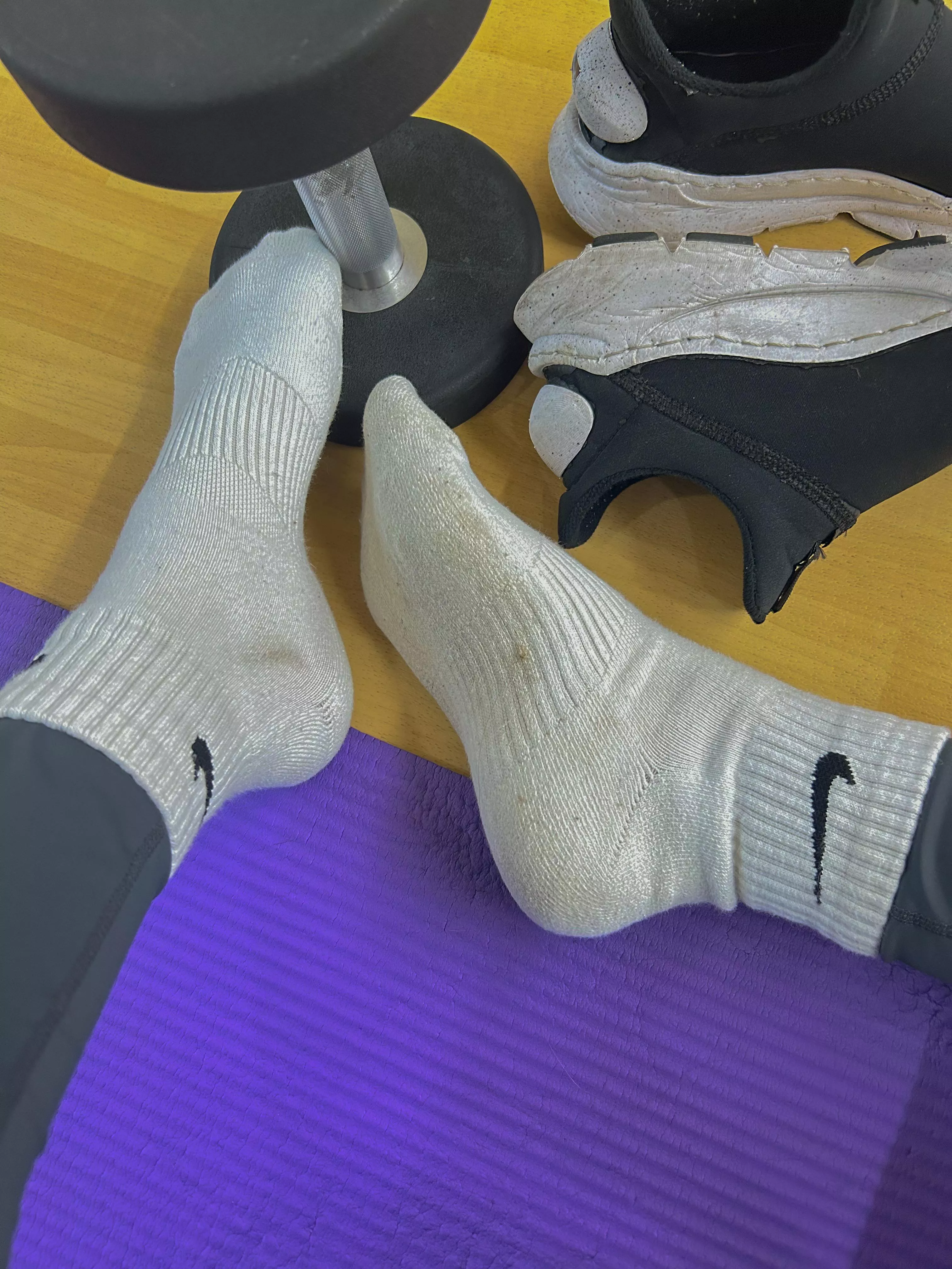 Sniff on my shoes while I put my socked feet on your mouth [f] posted by Kf8t