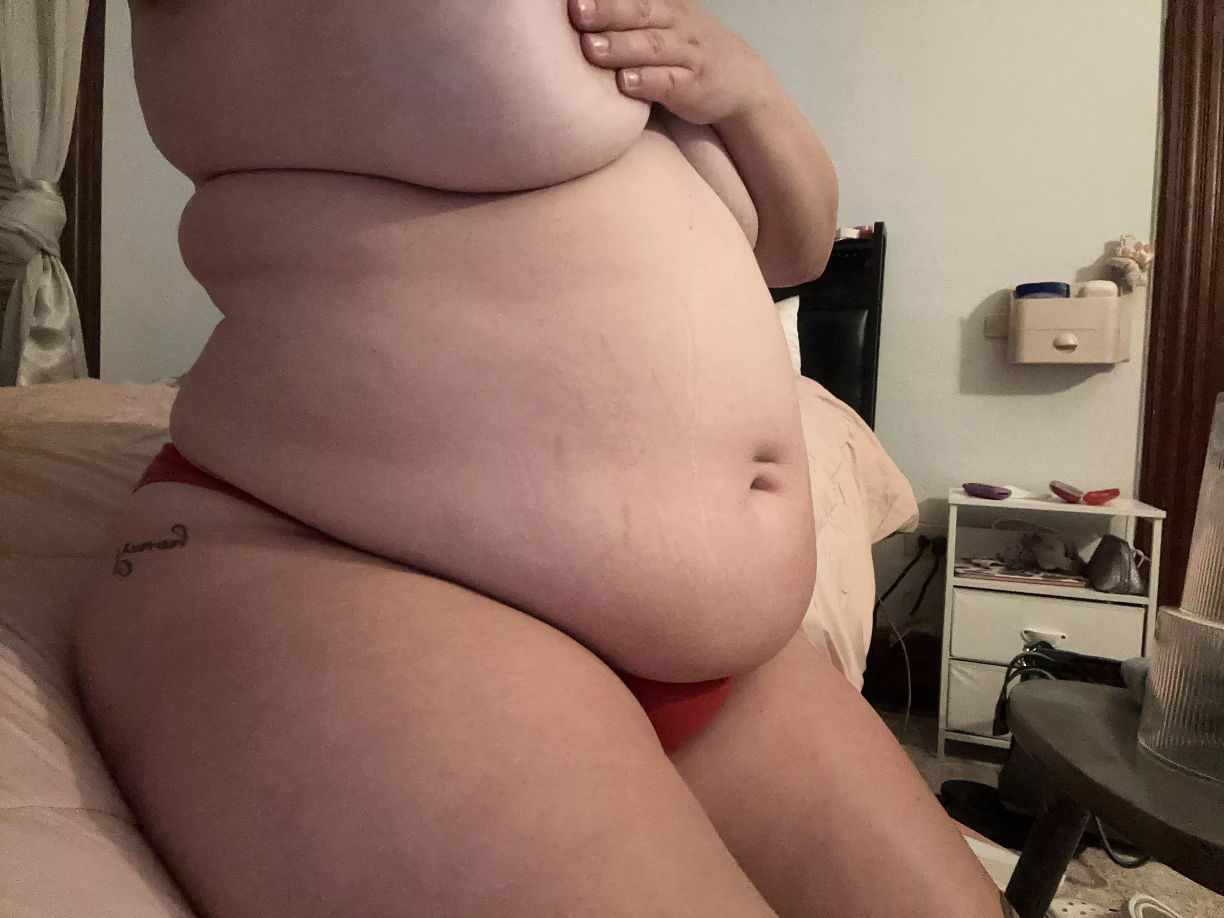 My belly after a soda 😩 I want more😋 posted by tattedfatty