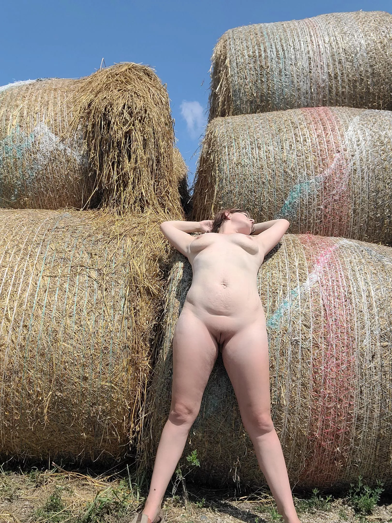 Relaxing by my hay bales! posted by Erinmoor