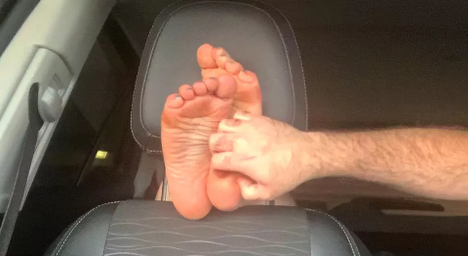 These cute little feet got stuck in the headrest 😏 by surrealkink
