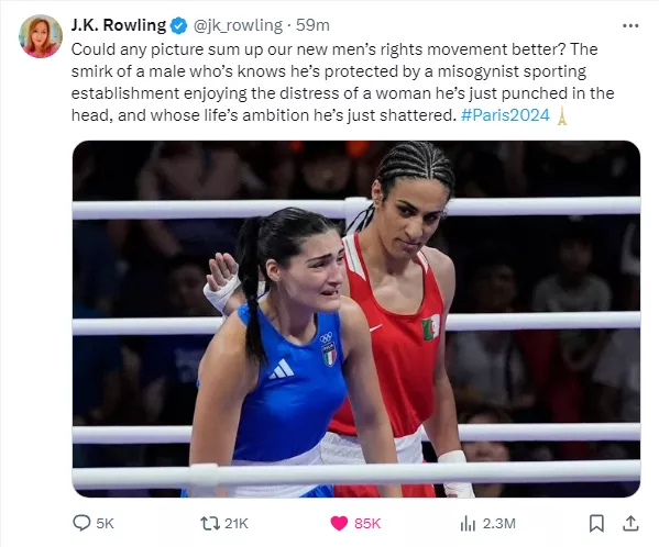 A man beating up a woman in public, then laughing at her for not being as strong as a man, a thing which is physically impossible for her. posted by privateSubMod