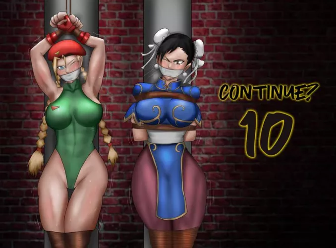 Cammy White and Chun-Li bound and gagged by CrusherofHeroines