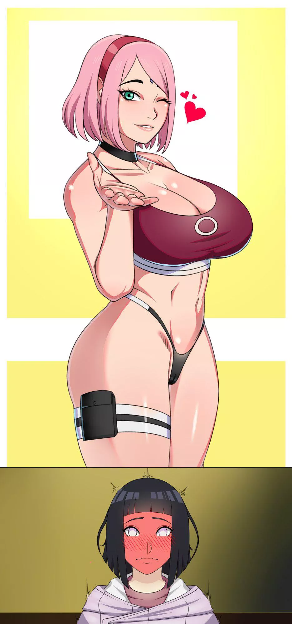 Sakura blows a kiss to her wife Hinata (donchibi) [Naruto] posted by MillionHypotheses