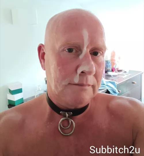 Collar and your cum on my face by subbitch2u