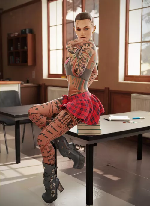 Schoolgirl Jack staying after class (robdecado) by Braindumbgoon