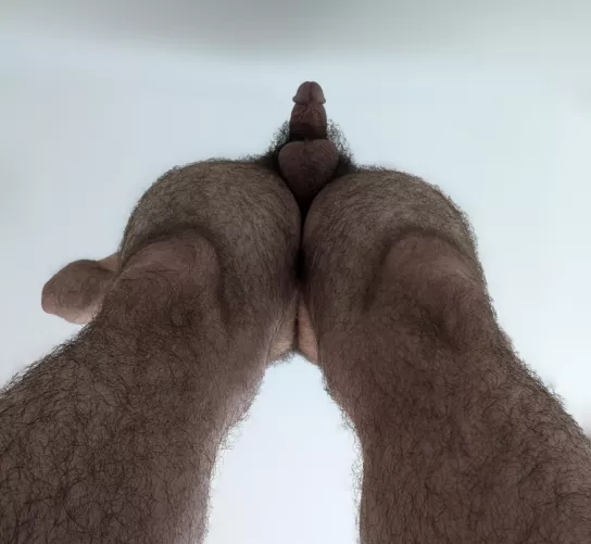 A view of my cock and my hairy legs from below by Rod-Hard7