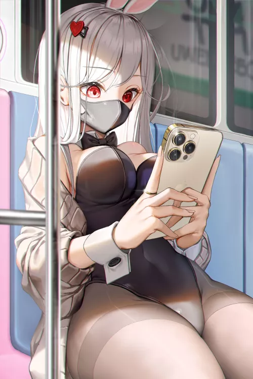 D-Daddy... Did you really take a photo of me on the t-train without telling me??? >~< d-dont share it o-okay... Its just my cosplay only for you... by lil_foxycat