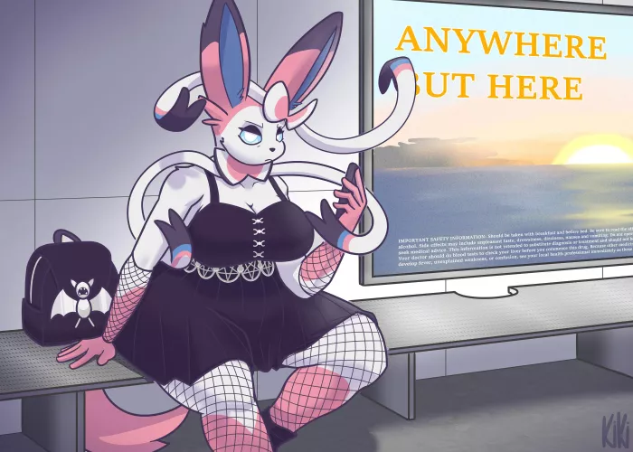 Goth slyveon 🖤 by kikideernunda