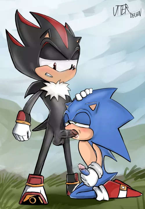 (OC) Sonic sucking shadow's cock by UtterDegeno