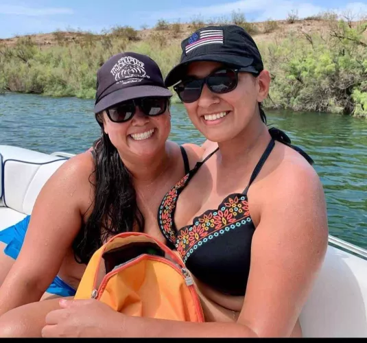 Hiding behind her friends chest by califootfan2020