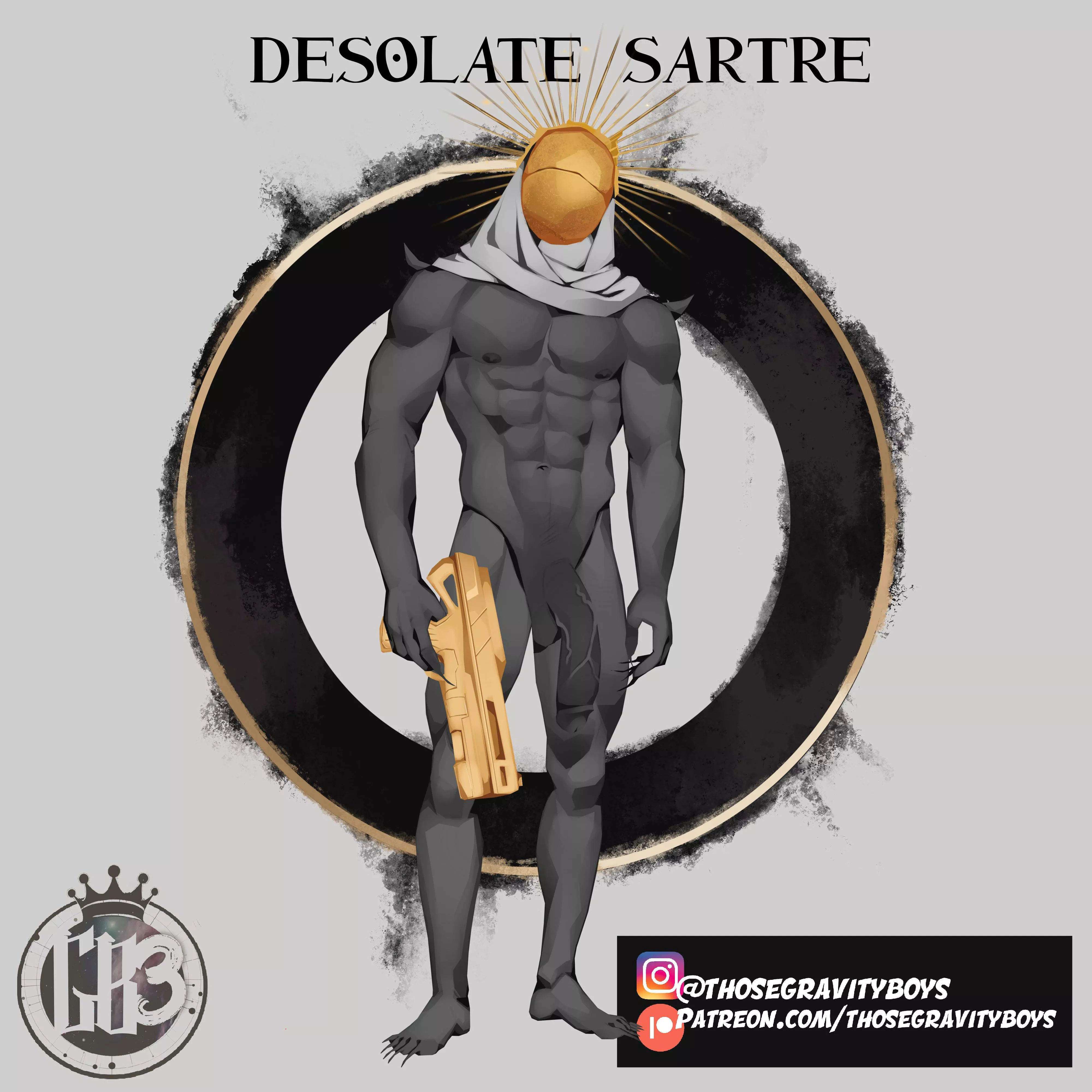 Decided on do a new OC, Desolate Sartre. Half angel, half demon. Like his big guns? posted by thosegravityboys