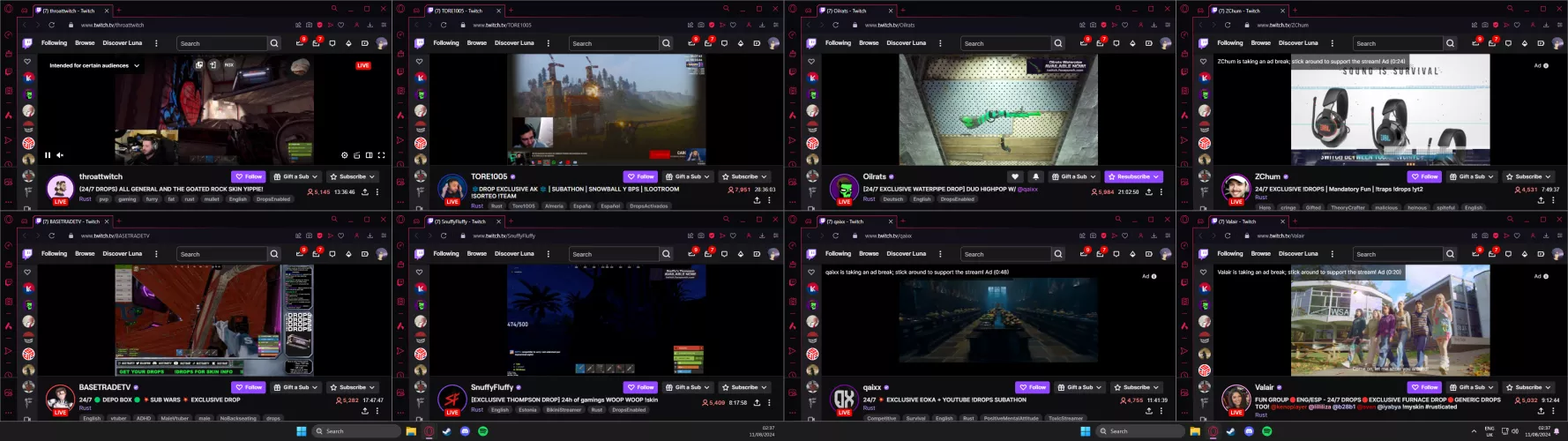 Will this work to get 8 different streamer drops? They all have one of their own drops.  by wolly369