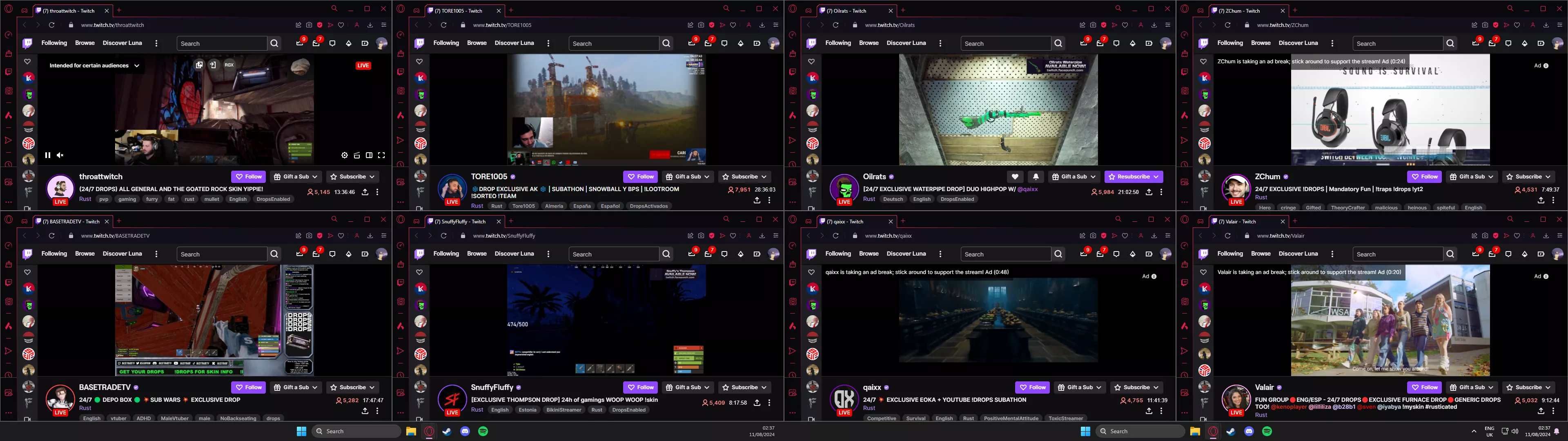 Will this work to get 8 different streamer drops? They all have one of their own drops.  posted by wolly369