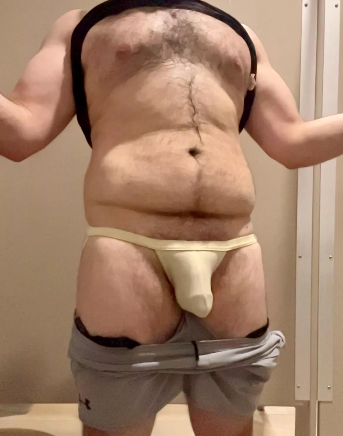 Yellow jockstrap covered in sweat after workout in gym locker room 😜😈 (29) posted by throwawaydickaway