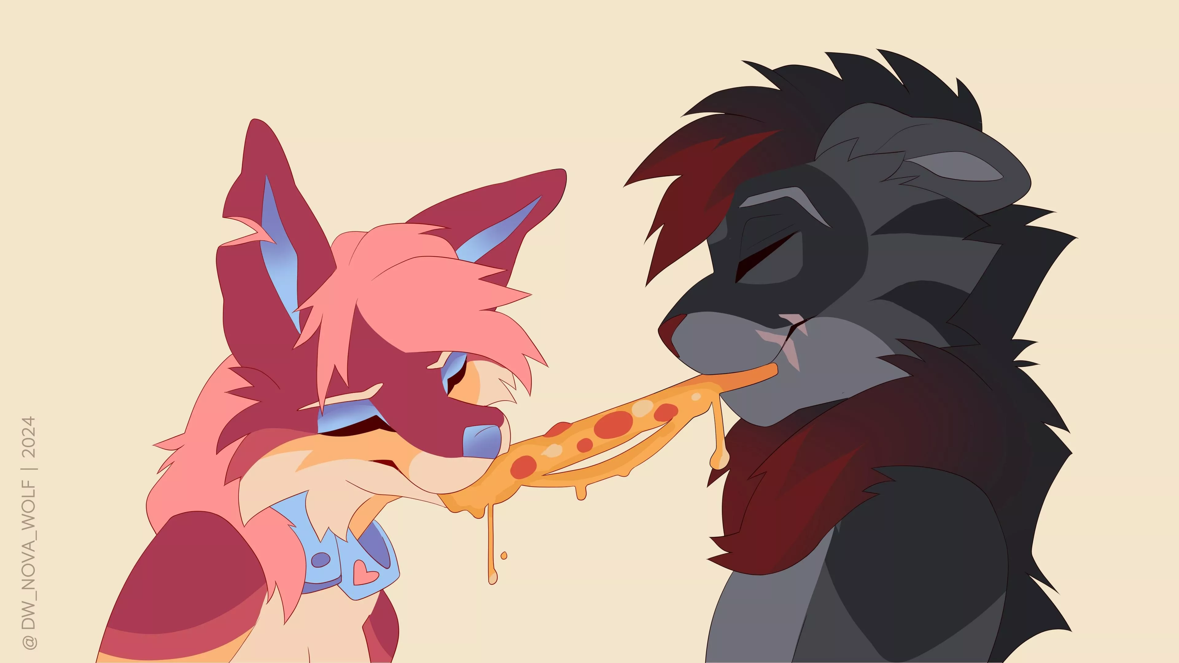 Food is better when shared (Art by me, DM for comms) posted by DW_Nova_Wolf