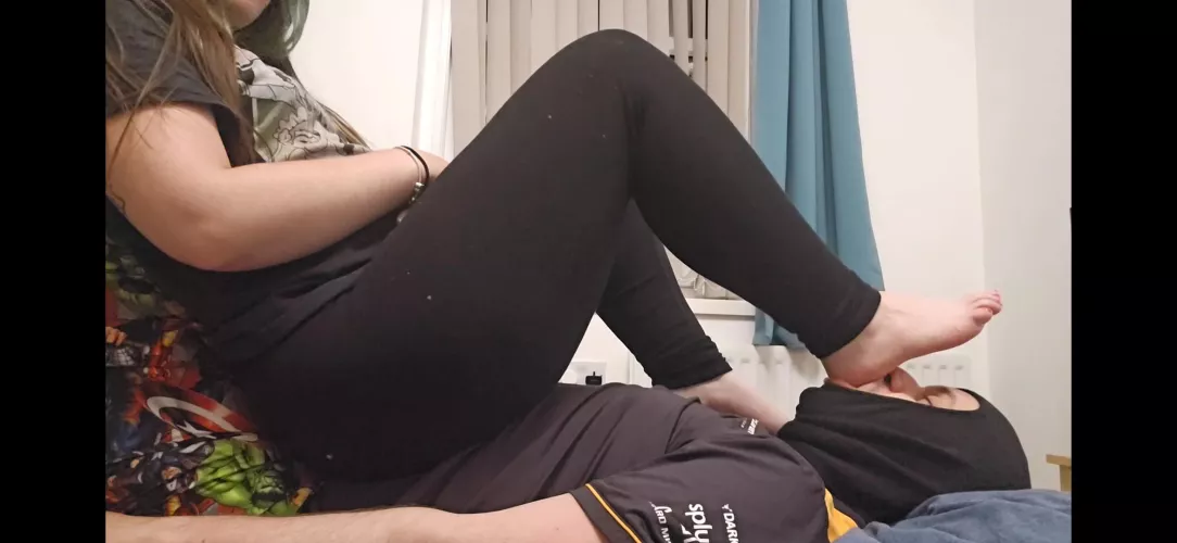 I love watching TV on my chair and foot rest by GoddessLexi3700