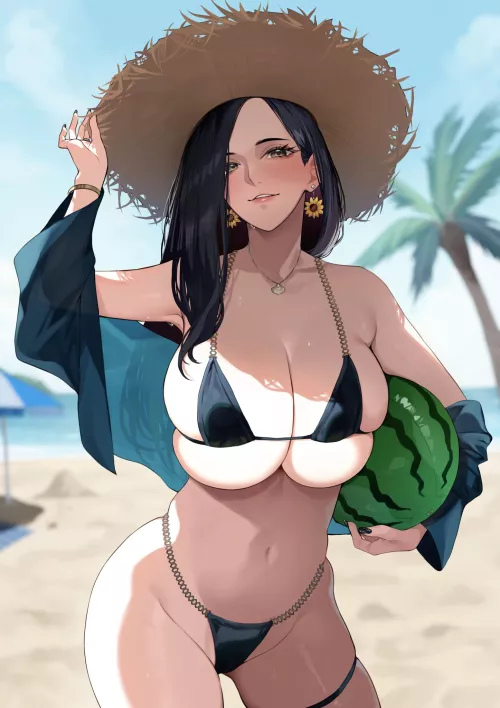 milf with straw hat in bikini [original] by Zewen_Senpai