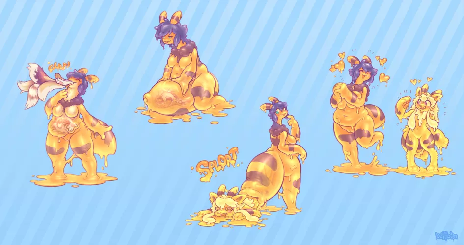 Sweety Swallows (keffotin) (furry women -> goo furry women) (vore transformation) by MRWTR_take_lik