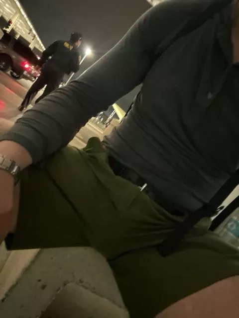(39) Bulge at airport waiting for Uber posted by xgonewildthrowawayx