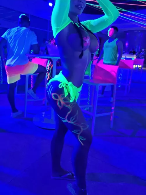 Neon nights in Mexico are always my sluttiest. I end up naked dancing and then back in thw room with a couple guys here  by HisExoticVixen