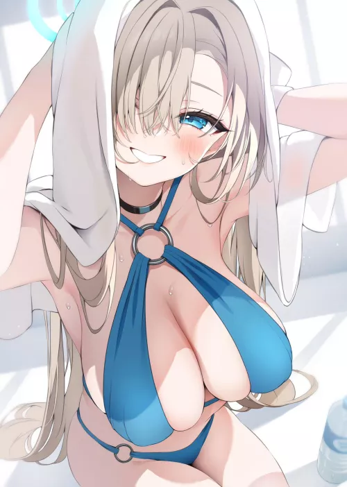Asuna drying herself off by marxsander2016